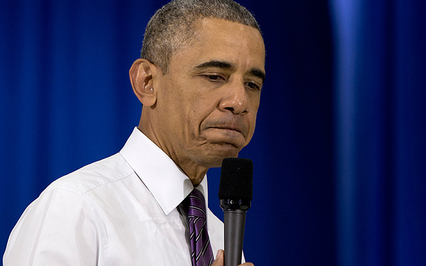 President Barack Obama pauses speaks at Taylor Stratton Elementary School in Nashville