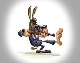Cartoon of donkey shooting itself in the foot