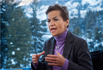 U.N. climate chief Christiana Figueres speaks during an interview at the World Economic Forum in Davos, Switzerland, on Jan. 22, 2014.  AP