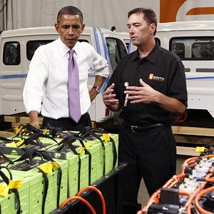 Stumped: Obama's economic policies are hurting job creation, despite his dogged p.r. efforts, like this visit to a Missouri factory last week. 